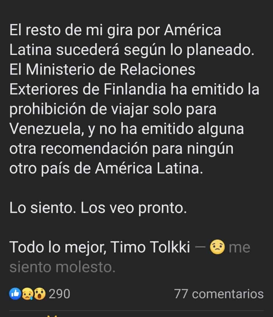 ES OFICIAL: TIMO TOLKKI cancela shows en Venezuela!